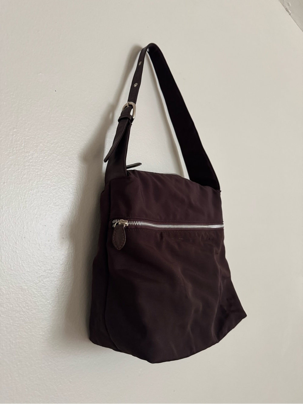 Valentino Garavani Oliver Chocolate Brown Nylon Shoulder Bag